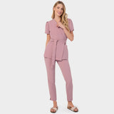 Zdravotnická halenka AMELIA s vázáním - BLOSSOM PINK