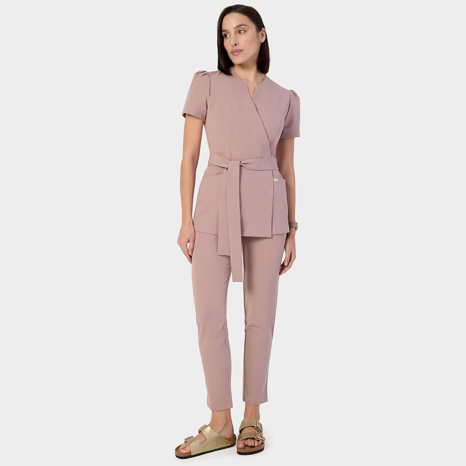 Halat scurt medical cu legătură AMELIA - DUSTY PINK
