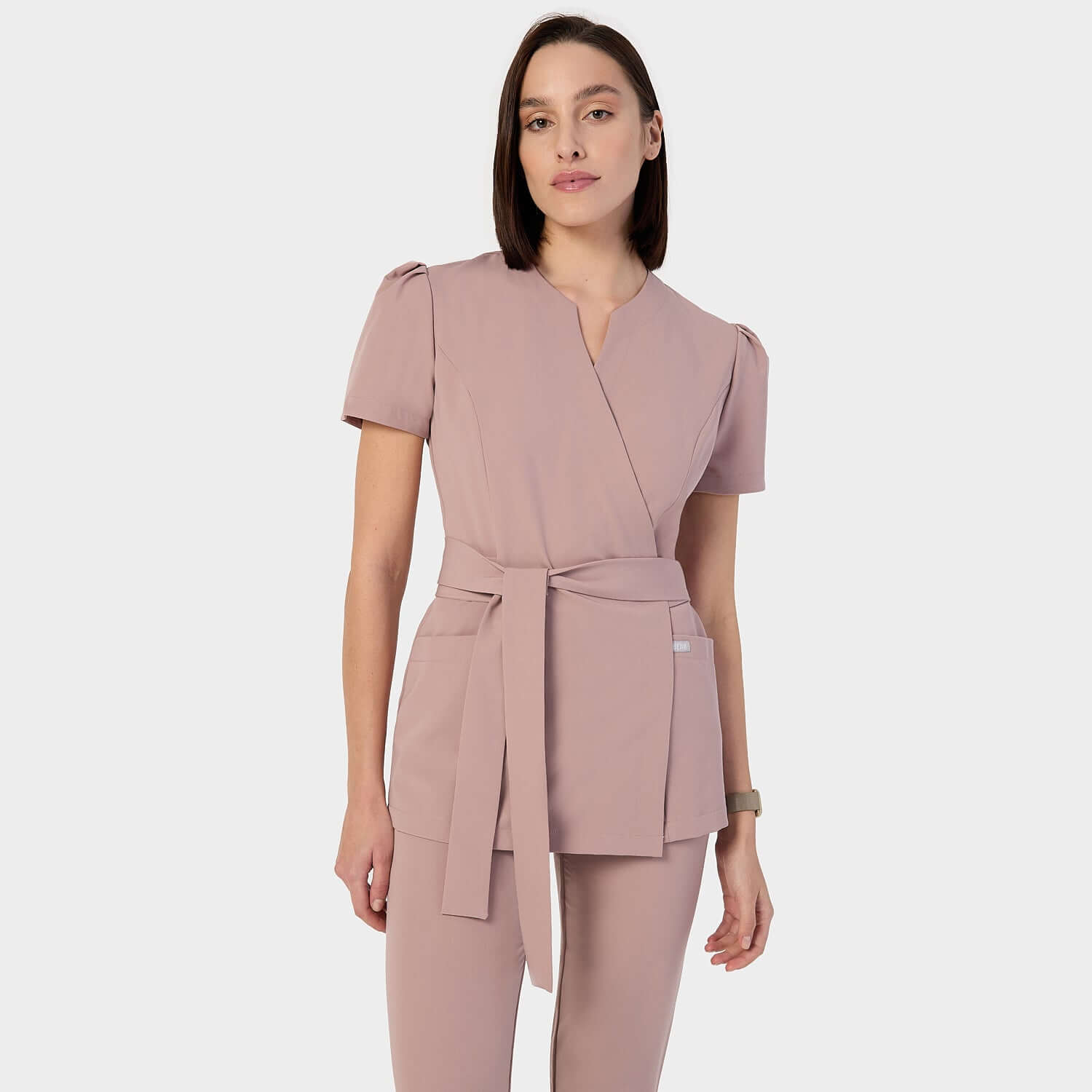 Halat scurt medical cu legătură AMELIA - DUSTY PINK
