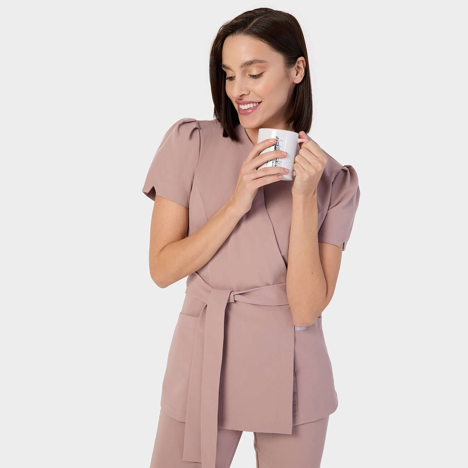 Halat scurt medical cu legătură AMELIA - DUSTY PINK
