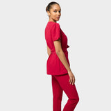 Zdravotnická halenka AMELIA s vázáním  - RED CHERRY 