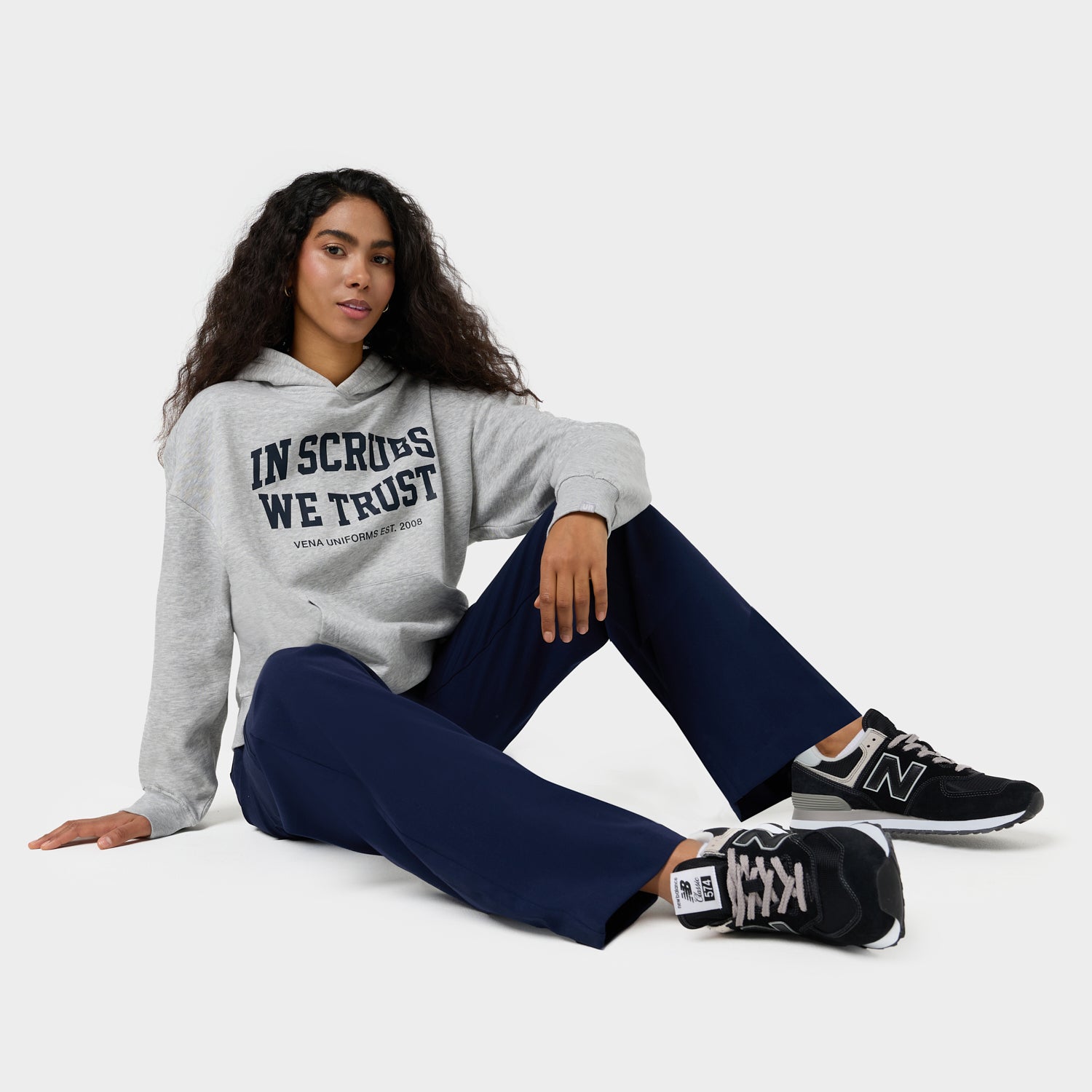 Damska bluza z kapturem grey/navy Vena Uniformy