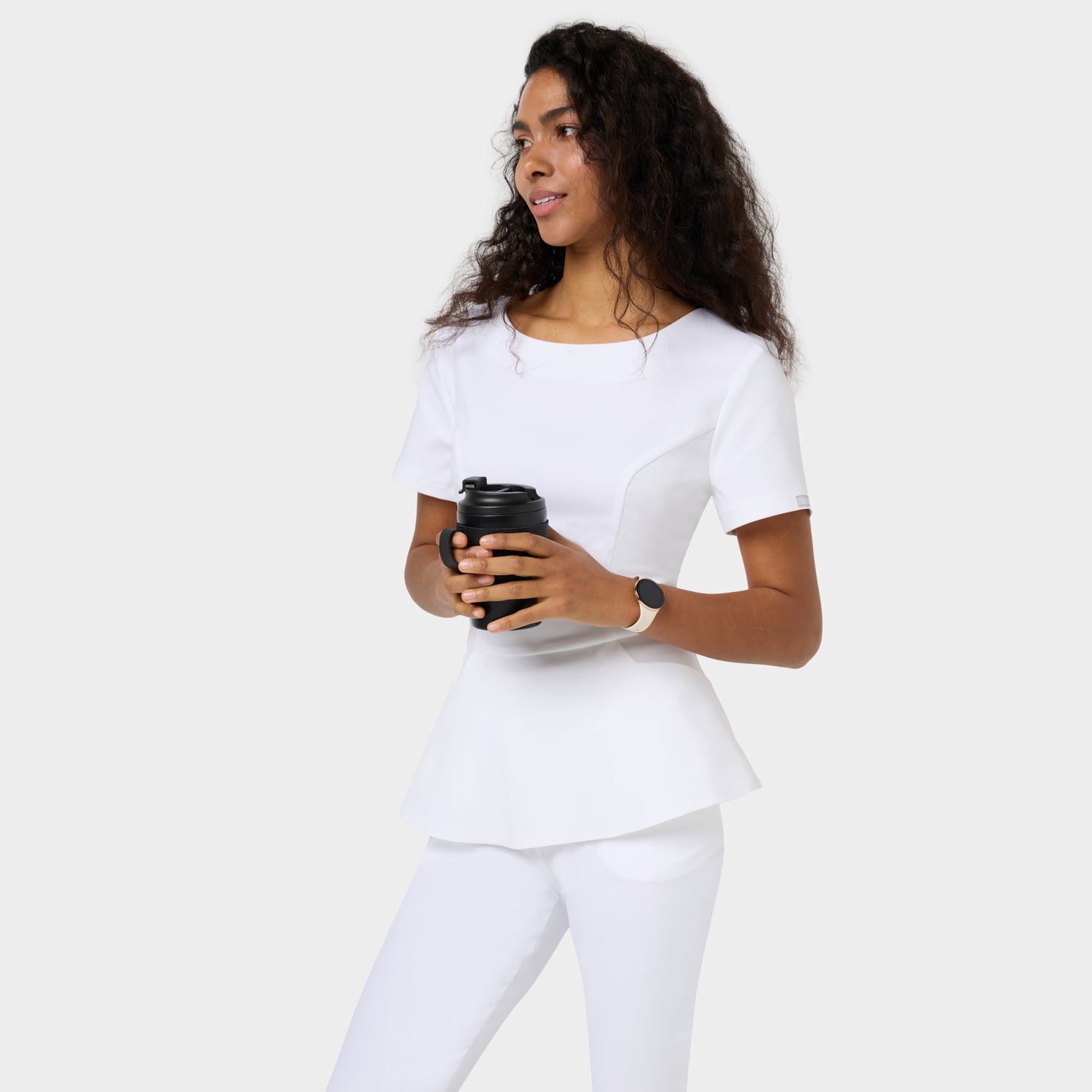 Bluza medyczna KIM w odcieniu White - kobiece dopasowanie i wygodny krój - Vena Uniformy