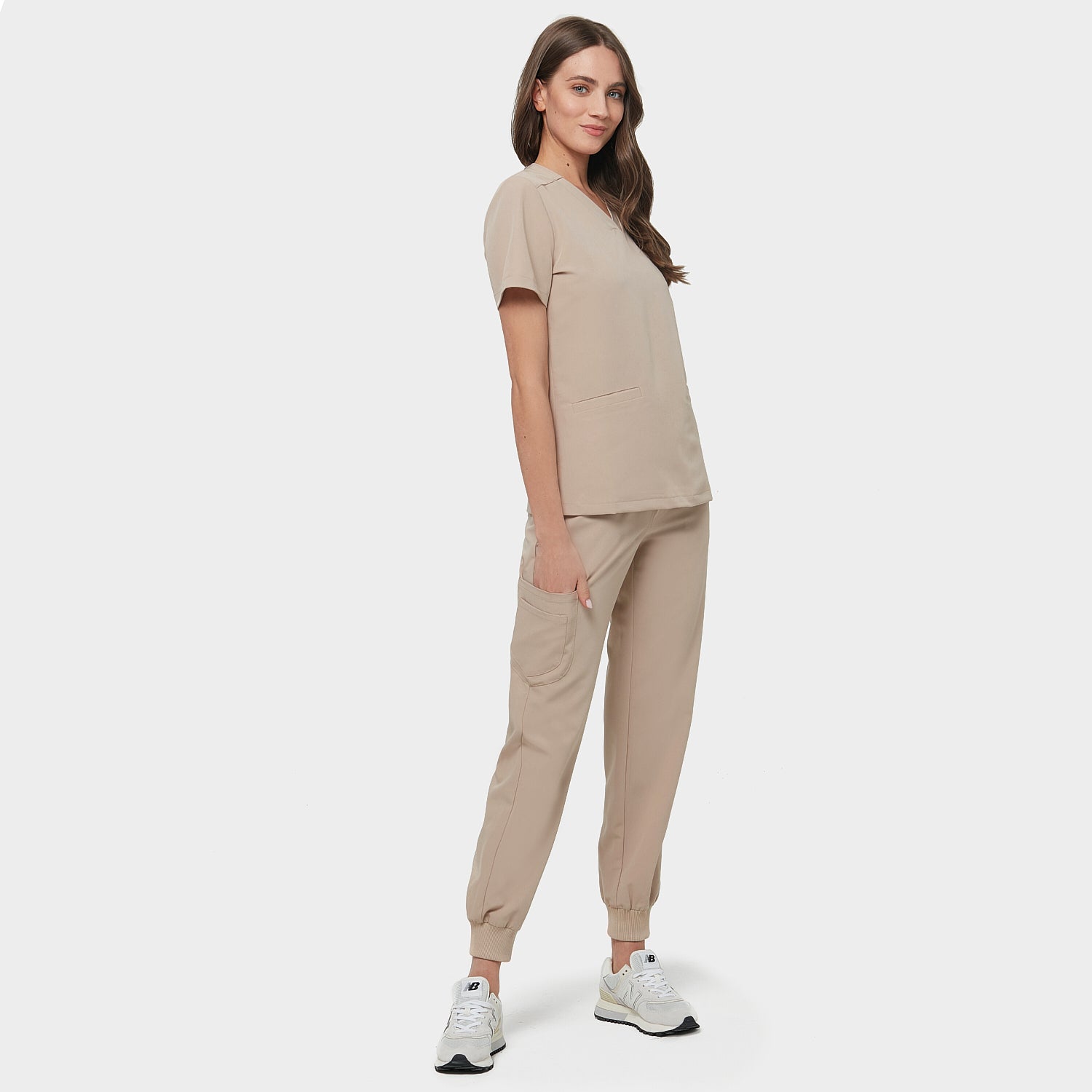 Pantaloni medicali jogger - LATTE