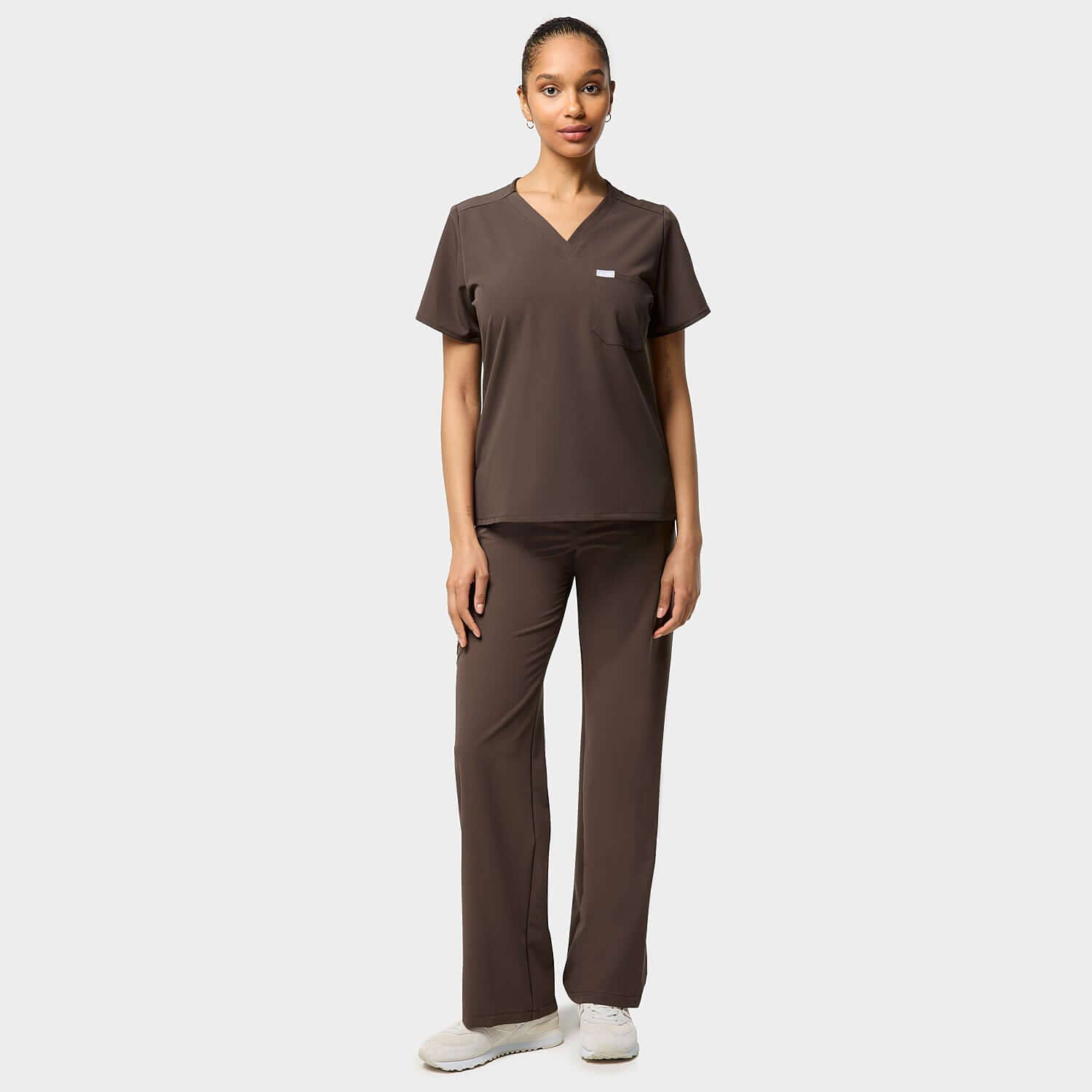 Women's wide medical trousers - MILK CHOCOLATE