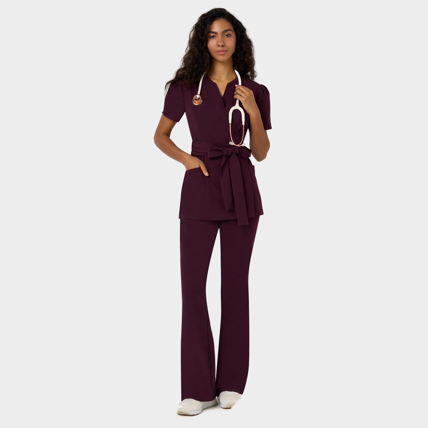 Halat scurt medical cu legătură AMELIA - BURGUNDY