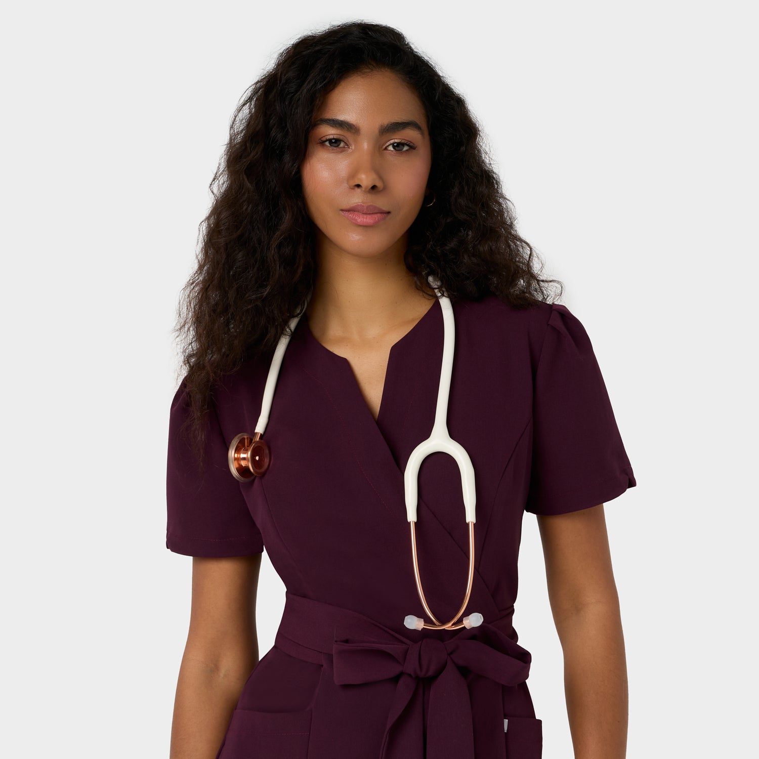 Halat scurt medical cu legătură AMELIA - BURGUNDY
