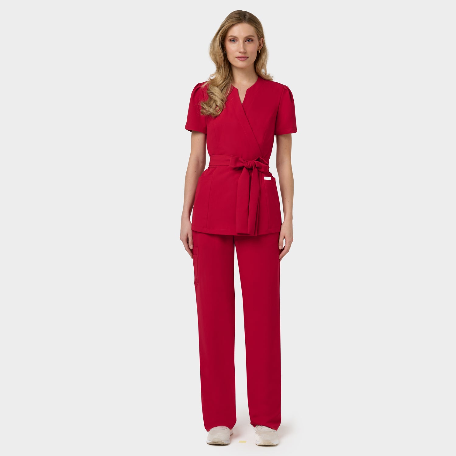 Zdravotnická halenka AMELIA s vázáním  - RED CHERRY 