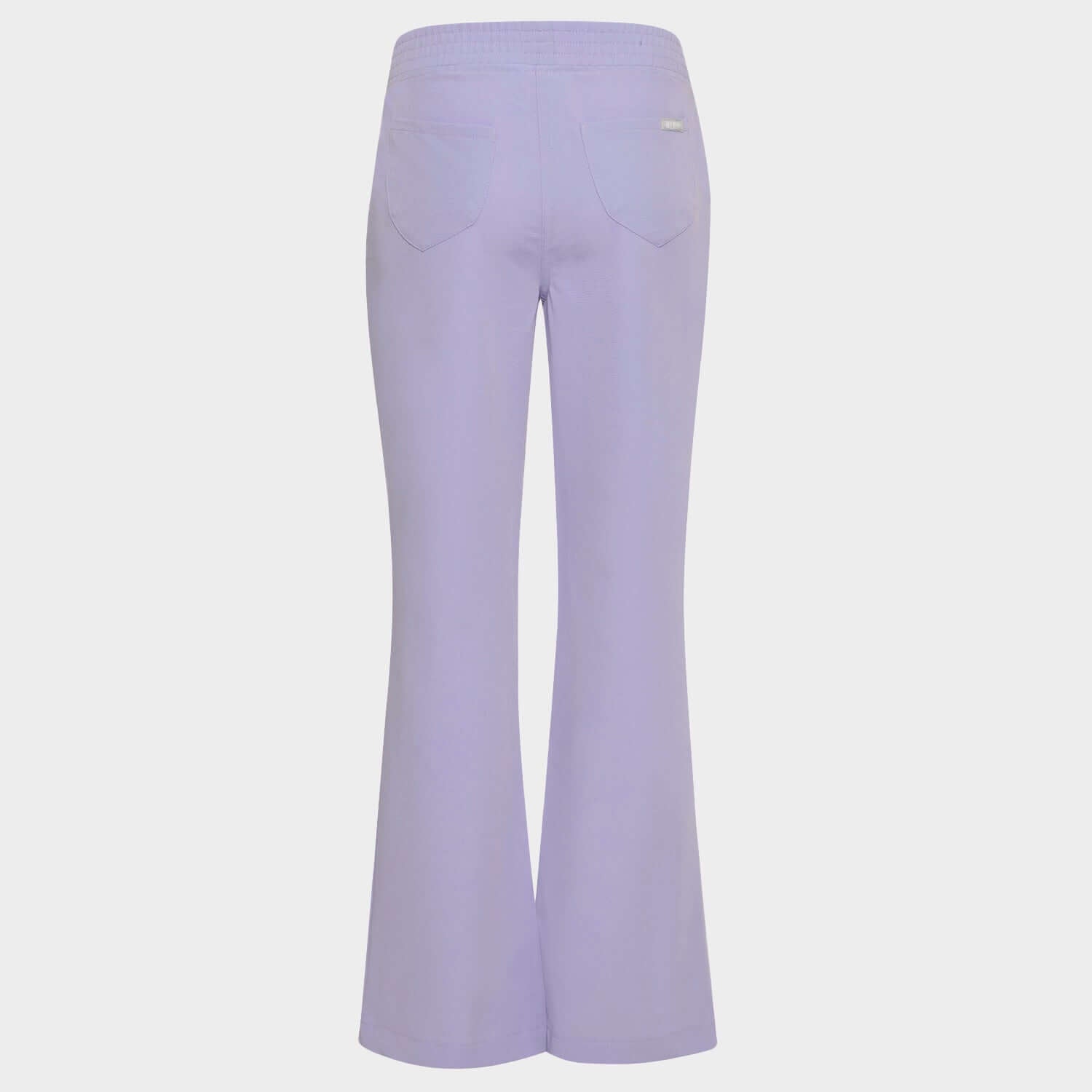 Damskie spodnie medyczne flare Soft Lilac - wysoka talia i elastyczna tkanina - Vena Uniformy
