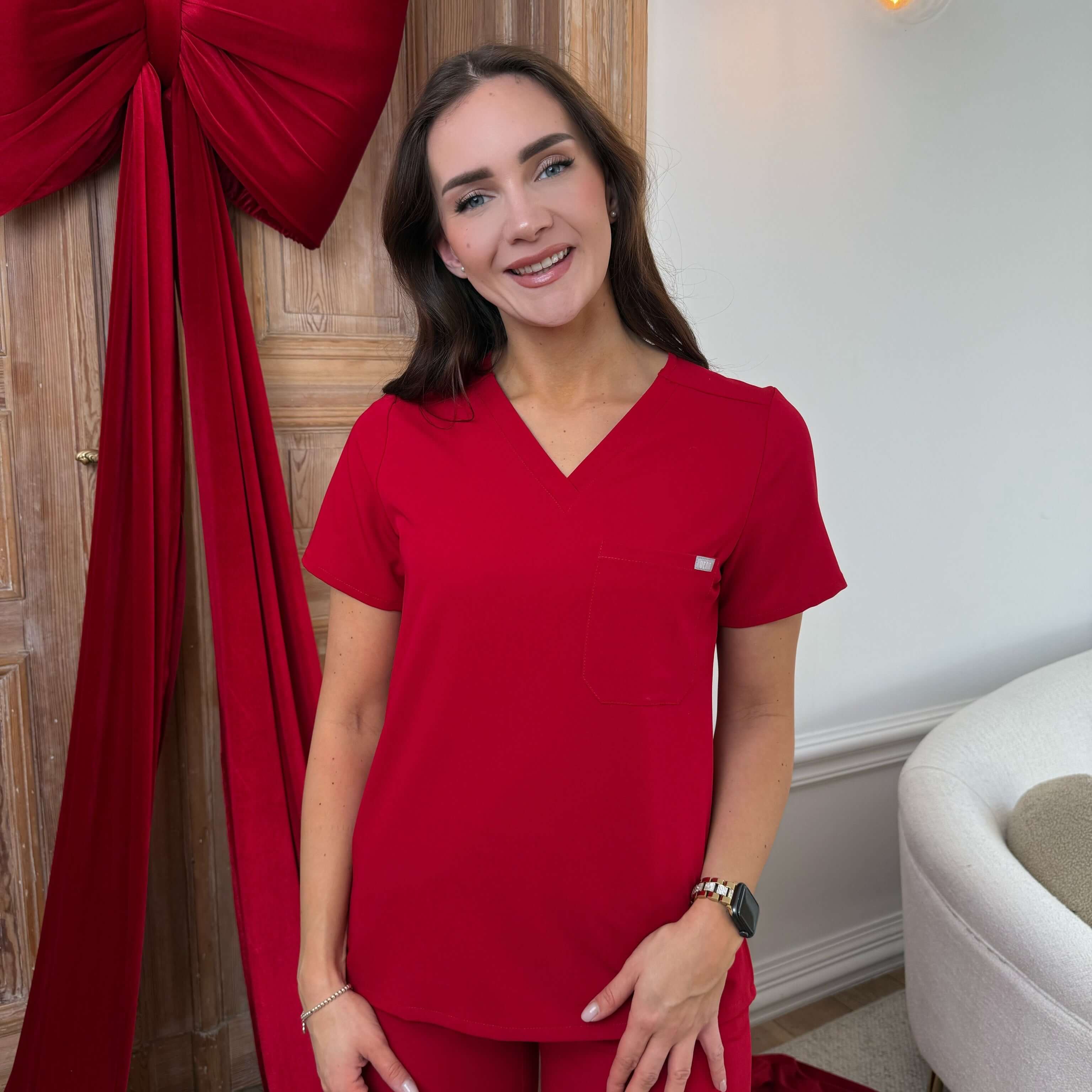 Zdravotnická halenka ARIA - RED CHERRY