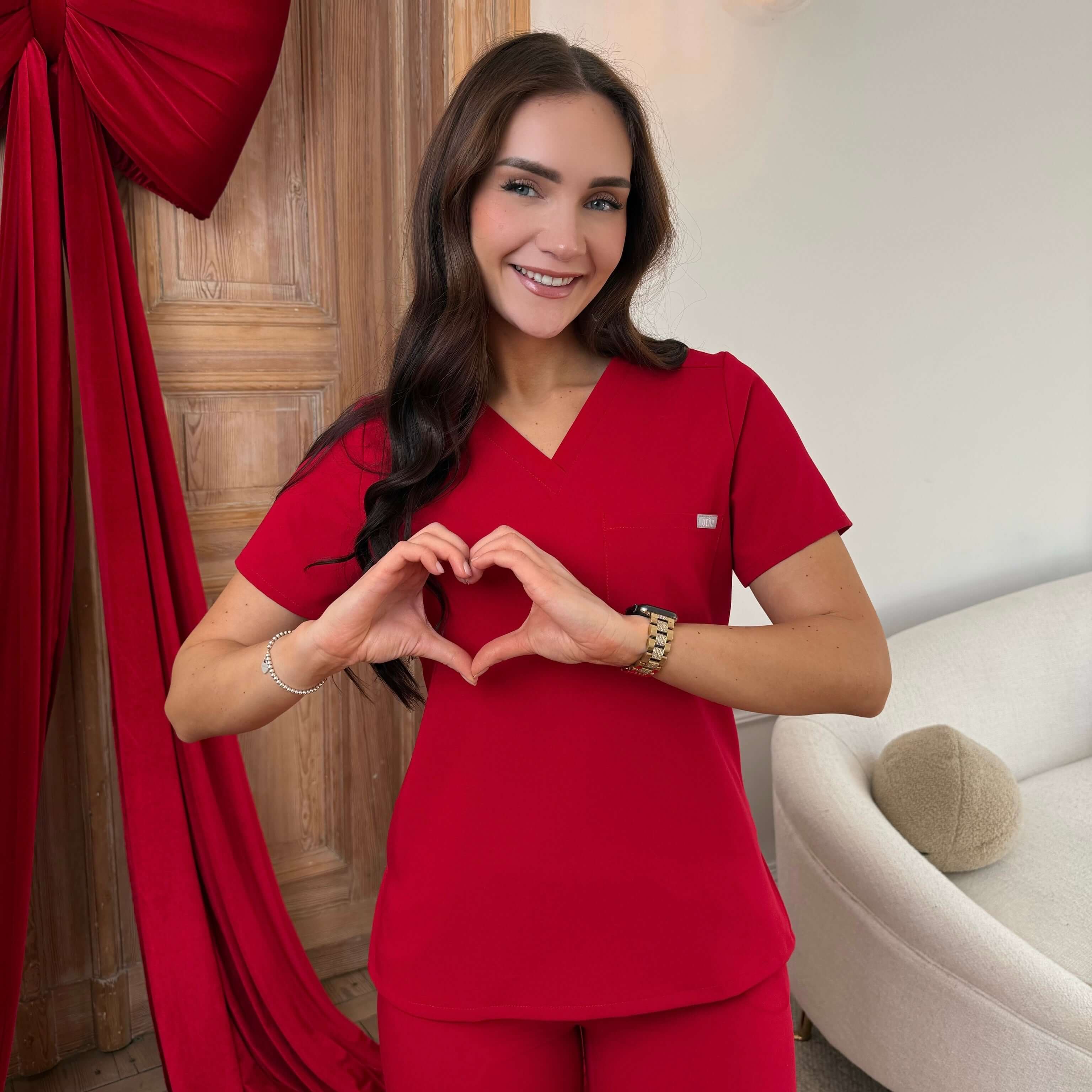 Zdravotnická halenka ARIA - RED CHERRY