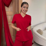 EMILY scrubs medical blouse - RED CHERRY