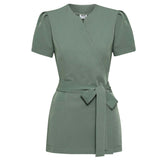 AMELIA tied medical apron - EUCALYPTUS GREEN 