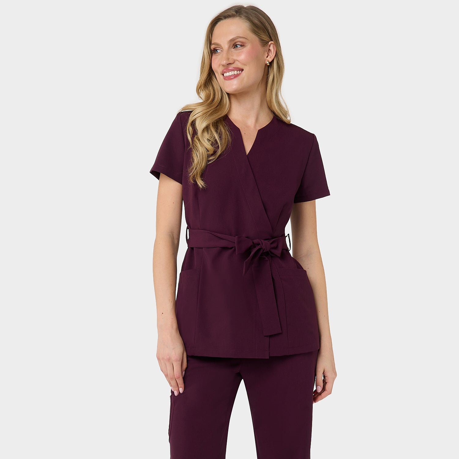 Halat scurt medical cu legătură SOPHIA - BURGUNDY
