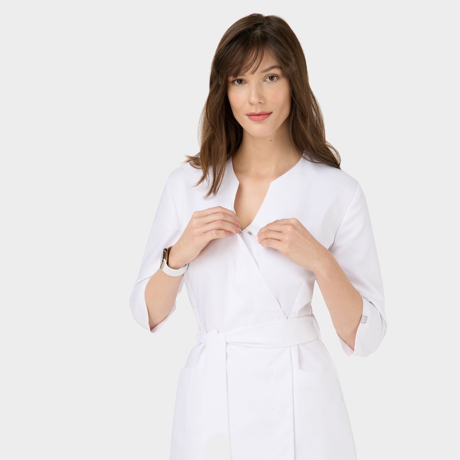 Halat scurt medical SOPHIA cu mâneci 3/4 - WHITE