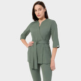 SOPHIA medical apron, 3/4 sleeves - EUCALYPTUS GREEN 