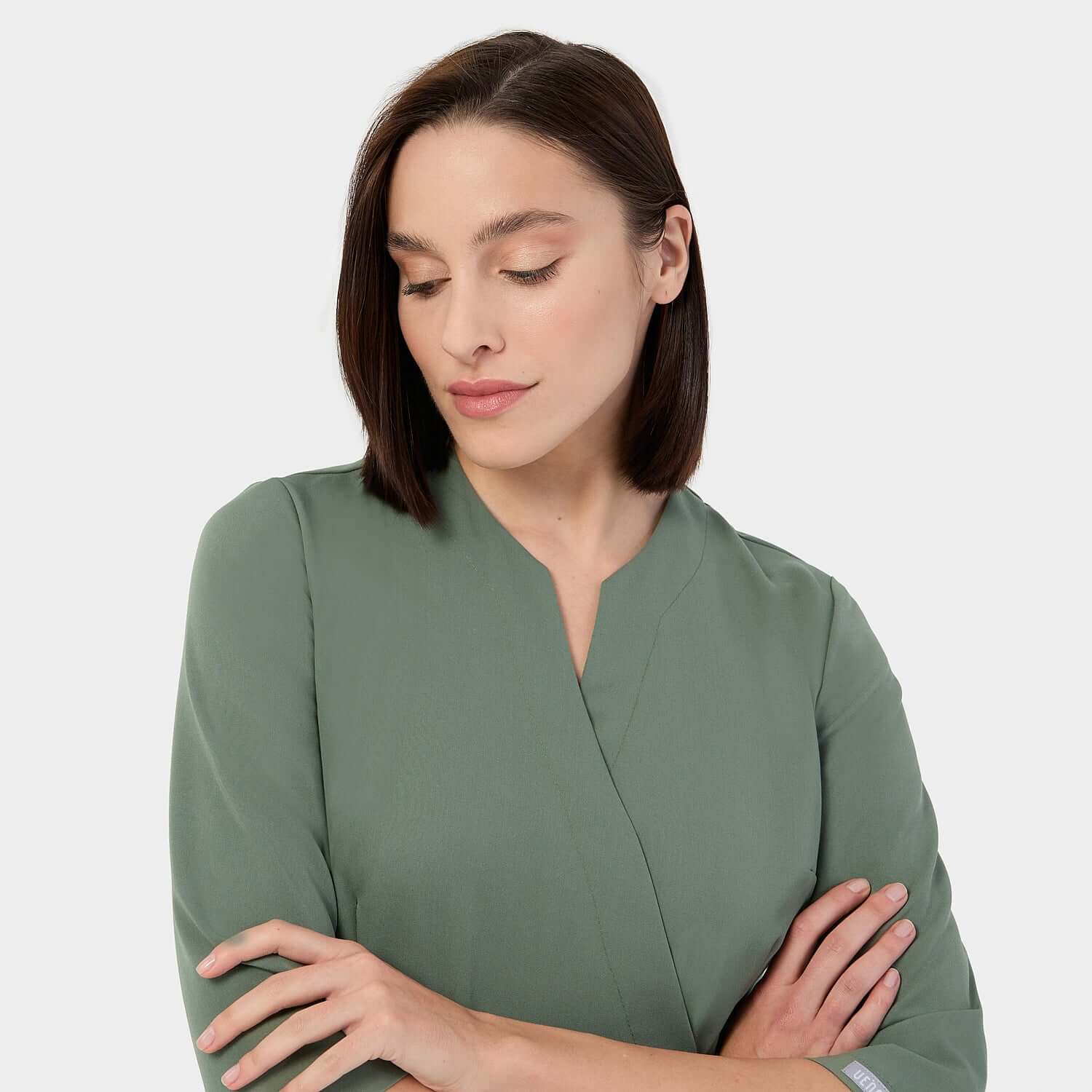 SOPHIA medical apron, 3/4 sleeves - EUCALYPTUS GREEN 