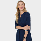 Zdravotnická halenka SOPHIA s vázáním a 3/4 rukávem - NAVY 