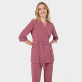 Zdravotnická halenka SOPHIA s vázáním a 3/4 rukávem - WILD ROSE