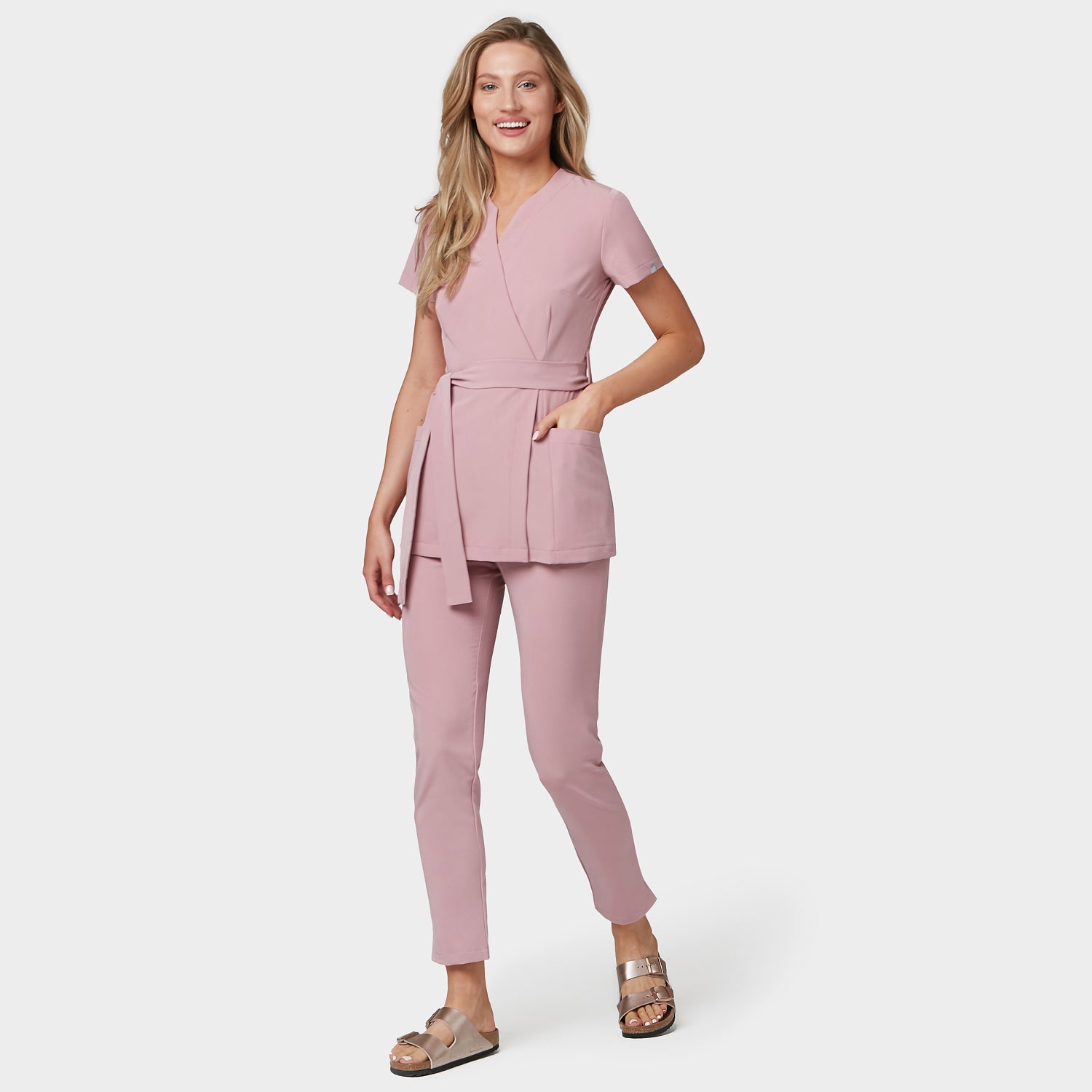 SOPHIA tied medical apron - BLOSSOM PINK