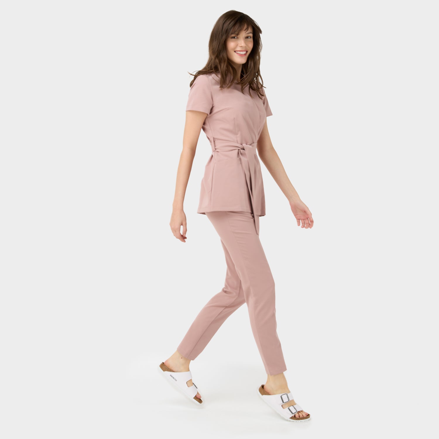 SOPHIA Tie-Up Medical Apron - DUSTY PINK