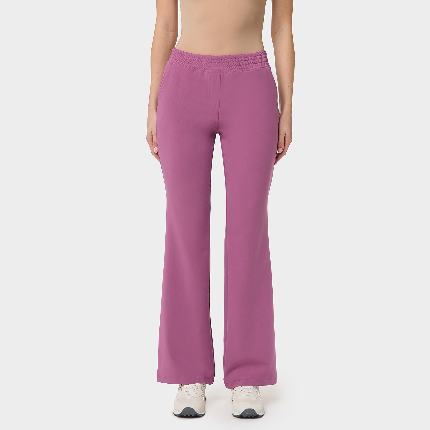 Spodnie medyczne flare Berry Crush - kobiece, modne, do bluzy medycznej - Vena Uniformy