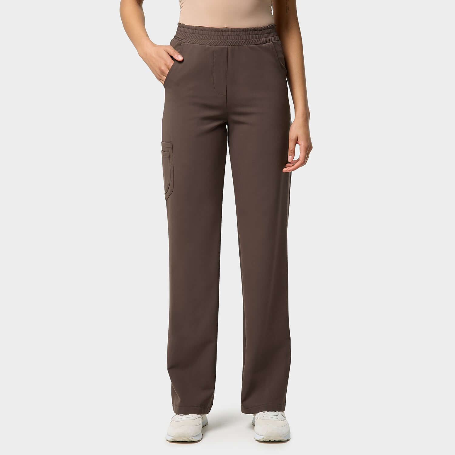 Women's wide medical trousers - MILK CHOCOLATE